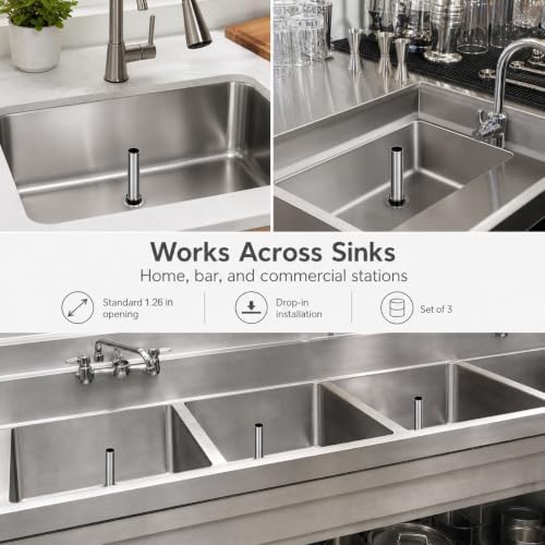 QWORK Bar Sink Stopper Set of 3, 7.48 x 1.75 Diameter Drain Stopper Pipe - Image 3