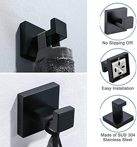TQKAG Bathroom Towel Hook, 2 Pack Coat Robe Holder, Matte Black - Image 4