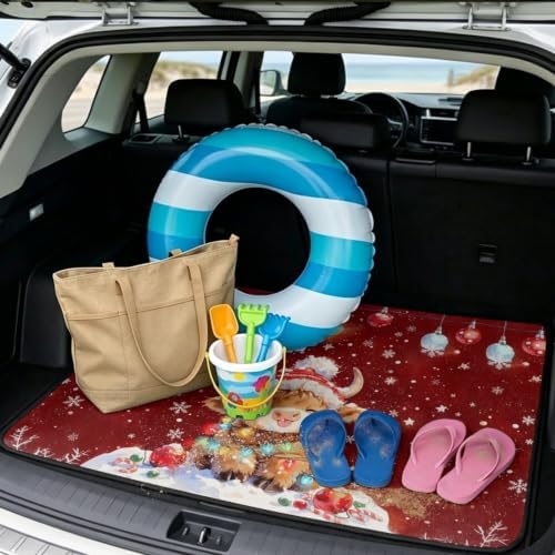 Red Christmas Cow Universal Cargo Liner Gardening Trunk Mat Waterproof Cargo - Image 2