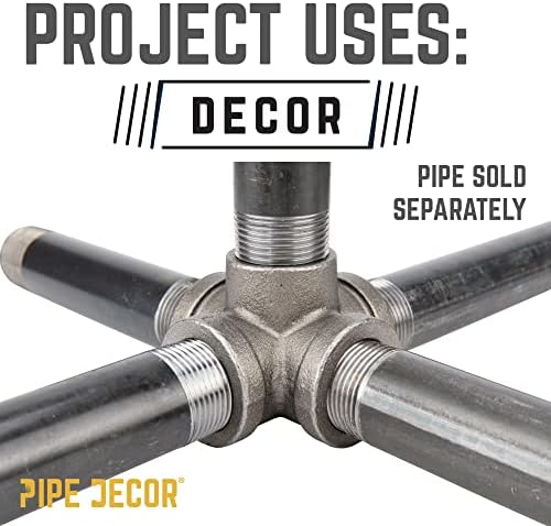 PIPE DECOR 1" 5-way Cross Fitting, Malleable Iron, Fits One Inch Diameter Black - Image 6