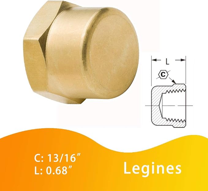 Brass Pipe Fitting Cap 3/8" NPT Female Hex Head 1200psi High Pressure - Image 4