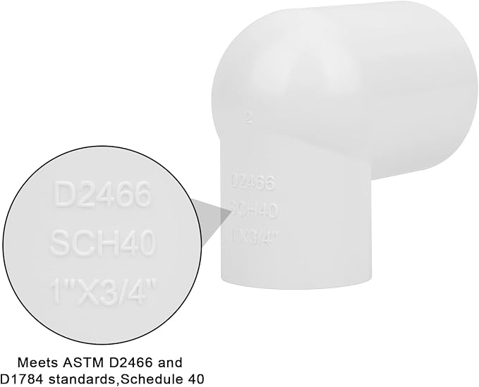8Pack 1" x 3/4" PVC Increaser/Reducer 90 Degree Elbow PVC Pipe Fittings - Image 4