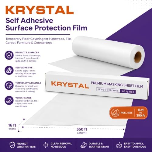 Self Adhesive Surface Protection Film 16 ft x 350 ft, Plastic Sheeting - Image 7