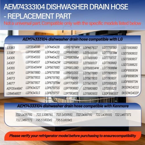 AEM74333104 AEM74333101 Dishwasher Drain Hose Fit - Image 4