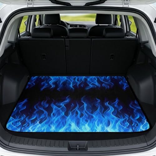 Blue Fire Print Work Trunk Mat Heavy Duty Foldable Cargo Liner by Darisoco