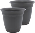 The HC Companies Eclipse Round Planter Pot, 12 Inch, Warm Gray, Attached Saucer by TheHCCompanies