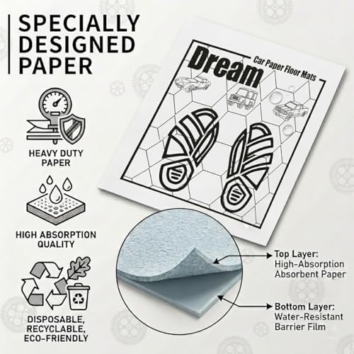 White Car Paper Floor Mats : 50 Pcs Disposable Floor Cars Auto Vehicles - Image 5