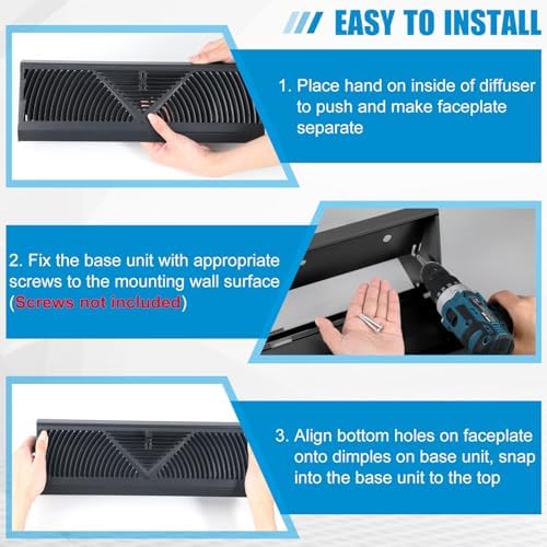 Yaocom 4 Pcs Baseboard Register Vent 24 Inch Duct Opening Size Baseboard Vent - Image 4