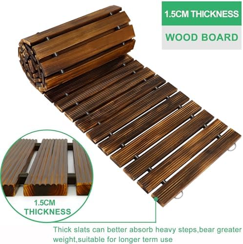 RELIANCER 8' Wooden Garden Pathway, Outdoor Roll Out Cedar Straight Walkway - Image 3