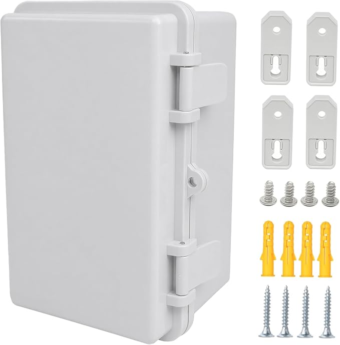 Junction Box, Hinged Grey Cover IP67 Waterproof ABS Project Box by Otdorpatio