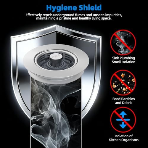 Hibbent 3 in 1 Kitchen Sink Drain Strainer, Metal Pop Up Stopper - Image 6
