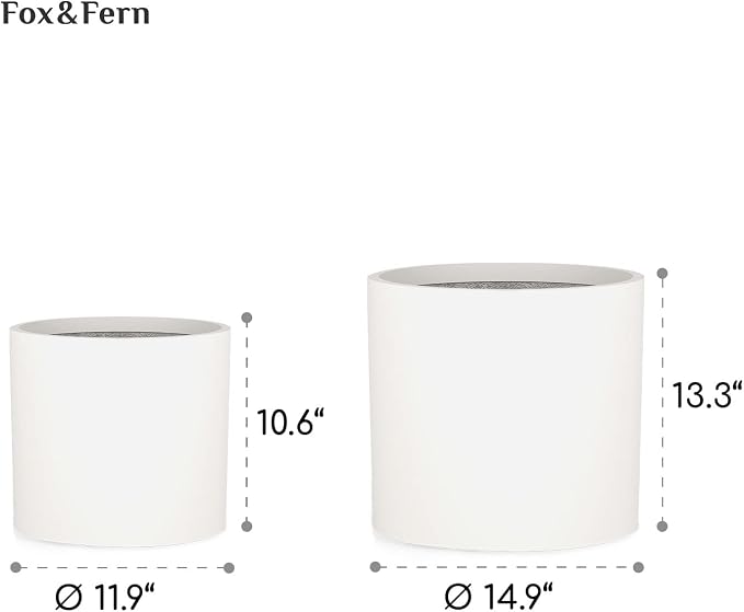 Fox & Fern Large Planter for Indoor or Outdoor, Matte White, 12 & 14.6 Inch | - Image 6