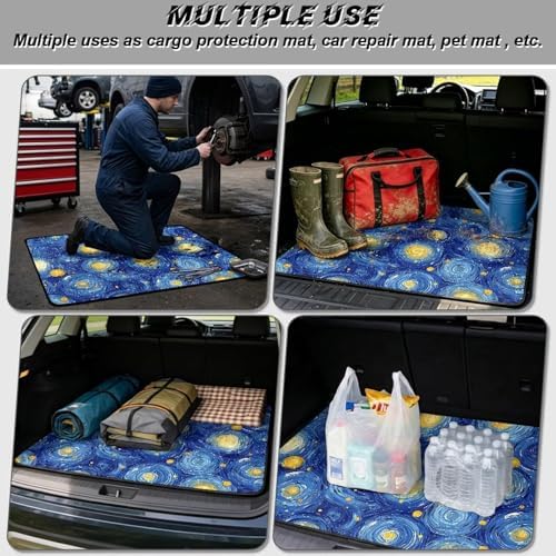 Blue Swirl Starry Universal Car Trunk Mat, Waterproof Cargo Liner - Image 3