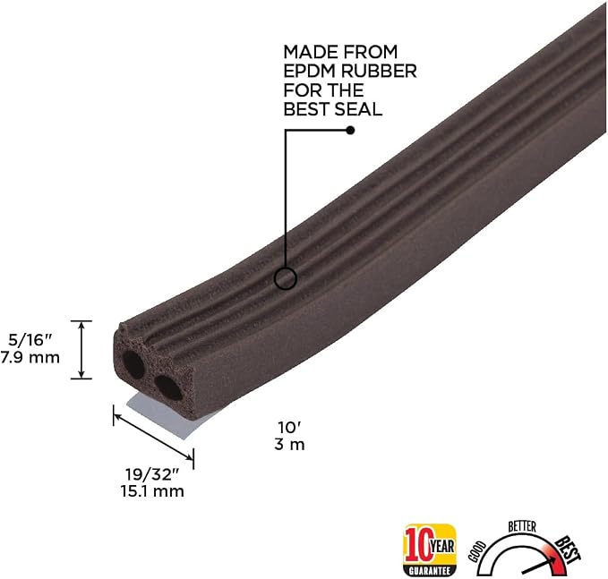 MD Building Premium Rubber Window Seal, Large Gaps, 10ft | Self-Adhesive Backing - Image 4