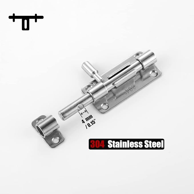 JQK Door Security Slide Latch Lock Barrel Bolt, 304 Stainless Steel Sliding - Image 5