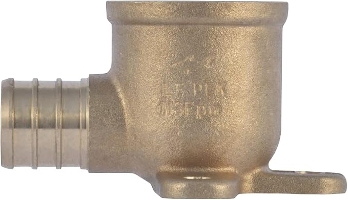 SharkBite 3/4 PEX Pipe x 3/4 Inch FNPT Crimp 90 Degree Drop Ear Elbow, Brass by SharkBite