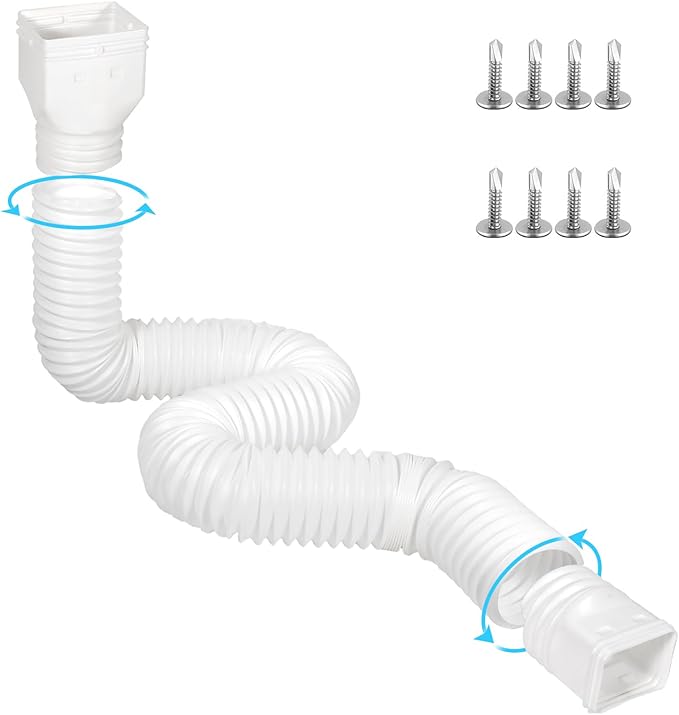 plusgutter 11.5ft Long Gutter Downspout Extensions Flexible, Down Spout Drain by plusgutter