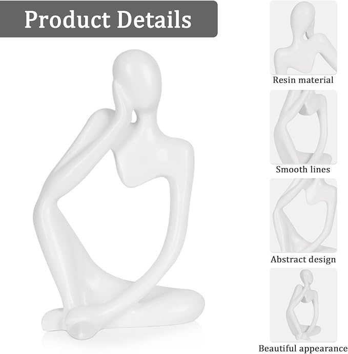 Sandstone Resin Thinker Statue Style Abstract Sculpture, Modern Aesthetic - Image 4