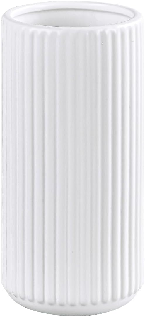 White Ceramic Flower Vase for Pampas Grass, 6 inch Small Decorative Centerpiece by TIMEFOTO
