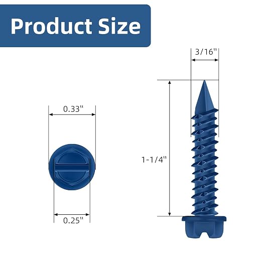3/16" x 1-1/4" Blue Hex Head Concrete Screw Anchor Kit - Image 2