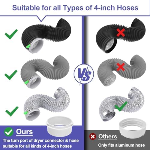 Dryer Vent Hose for Tight Space, 4 Inch 8FT Flexible Aluminum Foil Dryer Hose - Image 6