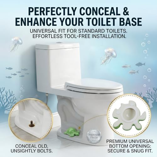 Green Sea Turtle Ceramic Toilet Bolt Covers 2-Pack, Decorative Bathroom - Image 6