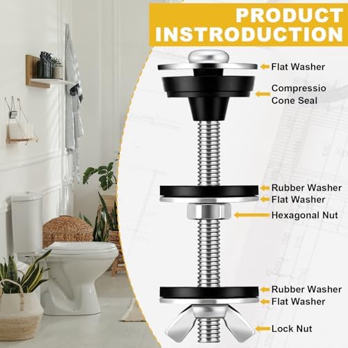 Hicarer 12 Pcs Universal Toilet Tank to Bowl Bolts Bulk Toilet Seat Screws - Image 4
