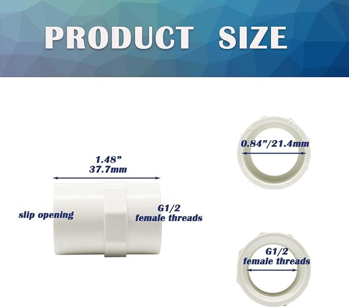 10PCS 1/2 Inch PVC Coupling Fittings White Female Thread PVC Pipe Fitting - Image 2
