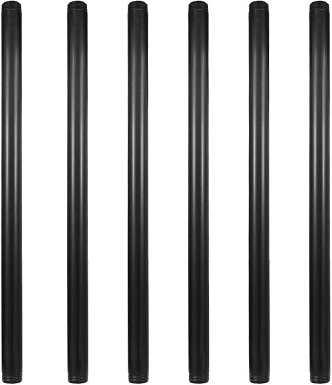 6 Pack 18" Pre-Cut Black Metal Pipe, Industrial Steel Fits Standard Three by GeilSpace