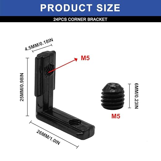 24pcs 2020 Extrusion Connector Corner Bracket Joint Black | 2020 Extruded - Image 2