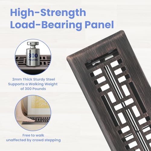 Howeall 2x12 Inches Heavy Duty Walkable Floor Register Easy Adjust Air Supply - Image 2