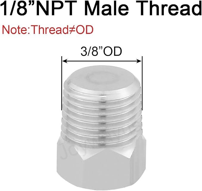Joywayus 5Pcs Stainless Steel Outer Hex Thread Socket Pipe Plug Fitting 1/8" - Image 2