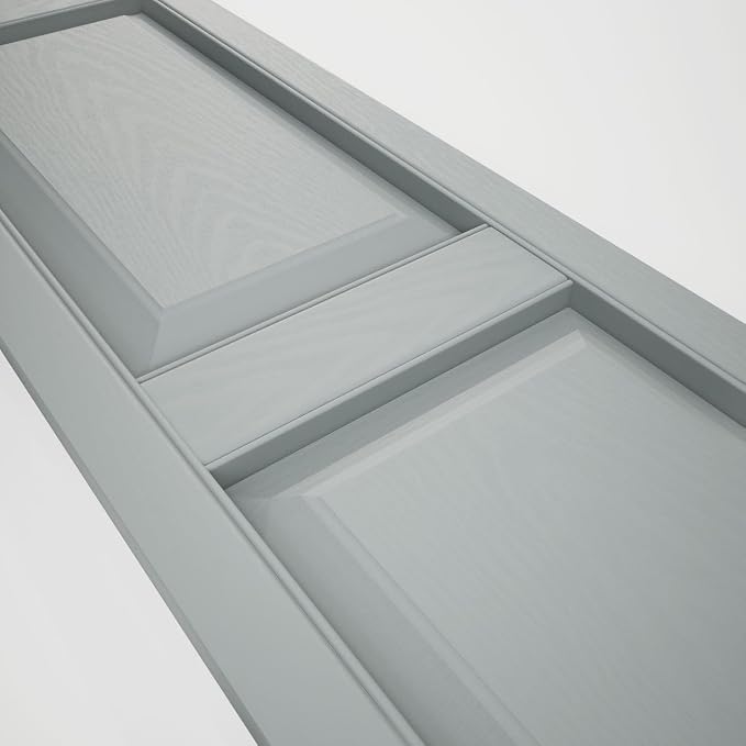 14 3/4"W x 59"H Lifetime Vinyl, Standard Two Equal Panels, Raised Panel Shutters - Image 13