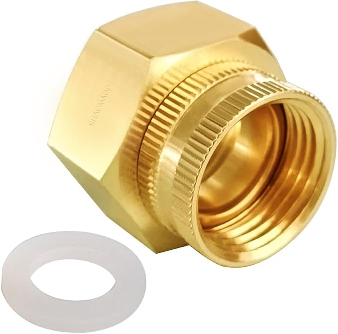 Joywayus Brass Swivel Pipe Fitting 3/4" GHT x 1" NPT Double Female | Garden by Joywayus