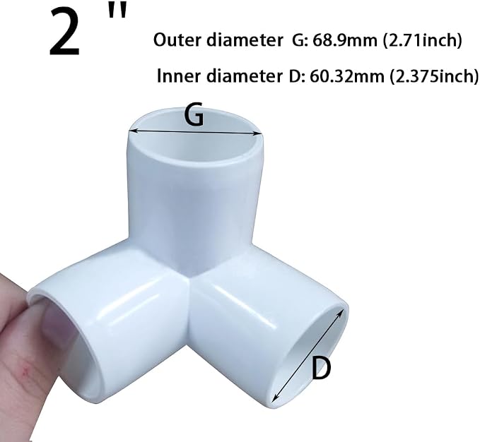 2 Inch Tee PVC Fitting 3 Way Elbow Connector, Furniture Grade 90 Degree Elbow - Image 2