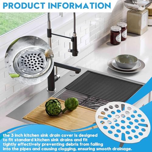2-Pack 3 Inch Drain Cover Kitchen Sink Strainer - Image 2