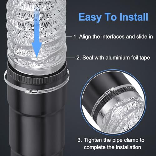 7 Inch Flexible Ducting 5FT, Double-Layer Aluminum Dryer Vent Hose, Heavy Duty - Image 3
