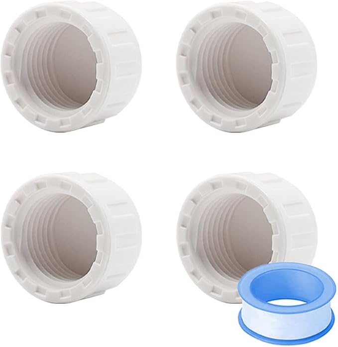 4PCS OD 1.69inch PVC Coupling Cap Pipe Fittings White PVC Pipe End Cap Plug by HayEastdor