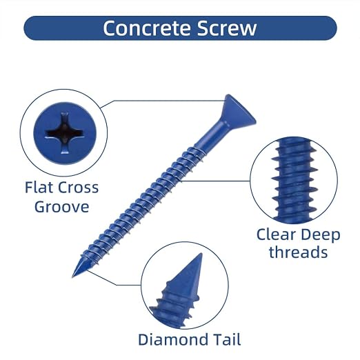 60Pcs 3/16" x2-1/4” Concrete Screws - Image 3