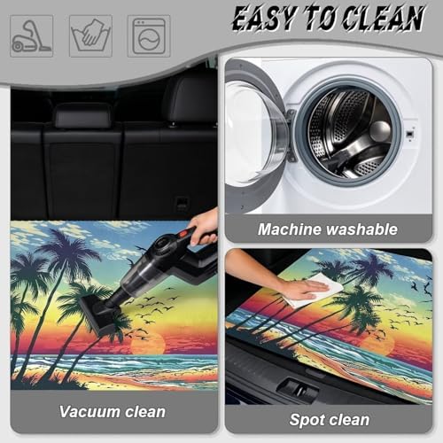 Beach Sunset Palm Universal Car Trunk Mat All Weather Trunk Protection Cargo - Image 5