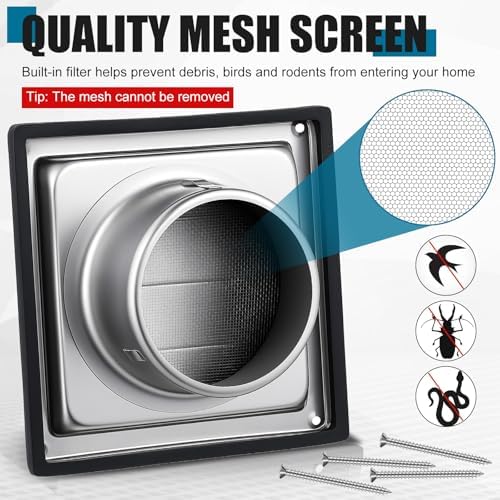 Glooglitter 4 Inch Wall Vent Cover Stainless Steel - Image 3