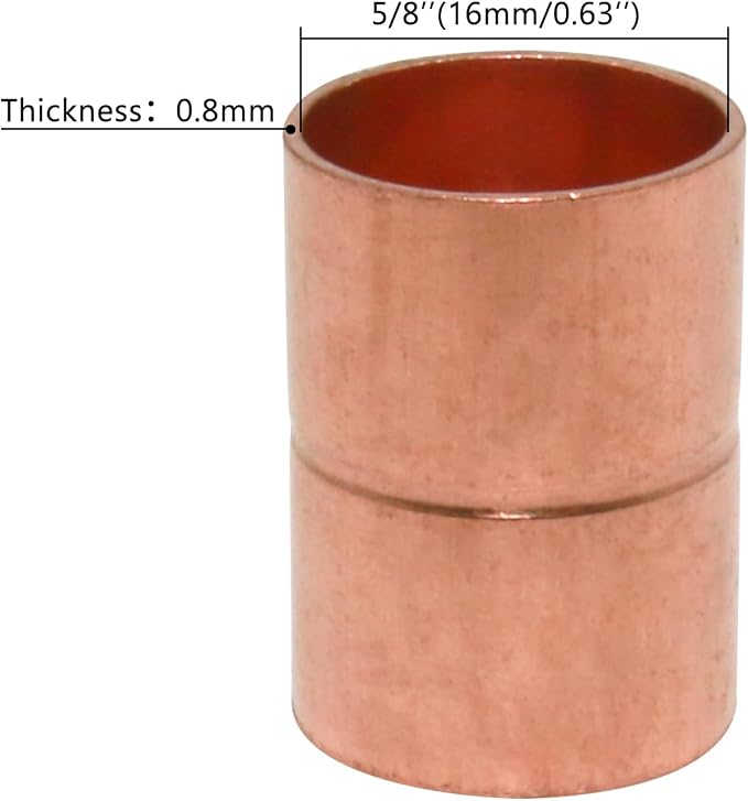 Straight Copper Fittings, 5/8 Inch ID Copper Pipe Welding Joint - Image 2