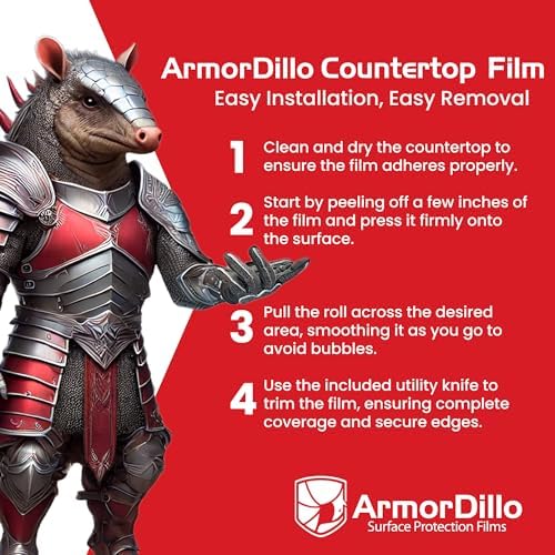 ArmorDillo Countertop Protection Film w Free Knife. Clear Self Adhesive Surface - Image 6