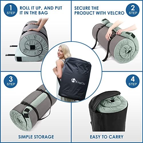 KingChii CertiPUR-US Memory Foam Camping Mattress, Portable Roll Up Travel Car - Image 5