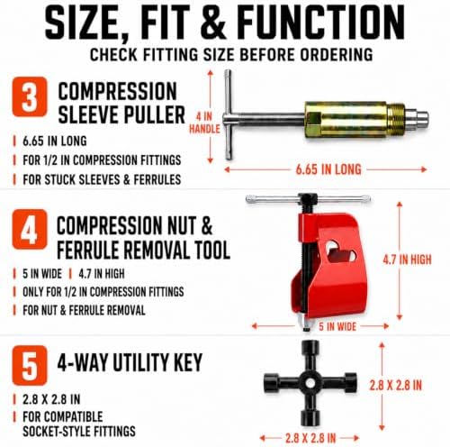 10 Pcs Angle Stop Wrench Kit Plumbing Tool - Image 3