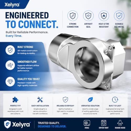 90 Degree Magnetic Dryer Vent Connector Kit, 4-Inch Right Angle Adapter - Image 6