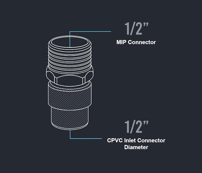 Midline Valve TTDQN012-OM-5 Male x CPVC Adapter Transition Pipe Fitting; - Image 5