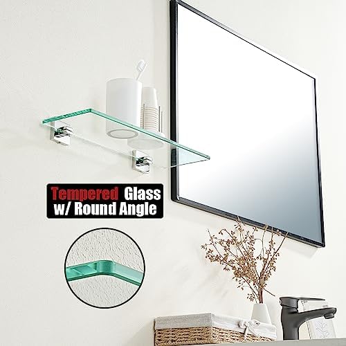 JQK Bathroom Glass Shelf, Floating Tempered Glass Shower Storage 16 by 5 inches - Image 6