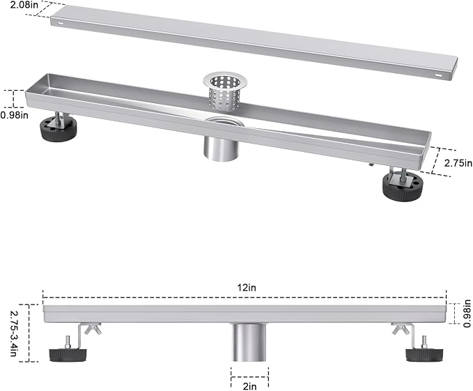 EXF Linear Shower Drain 12 Inch Brushed Nickel - Image 4
