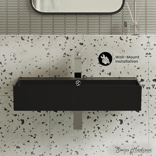 Claire 22" Rectangle Wall-Mount Bathroom Sink in Matte Black - Image 3